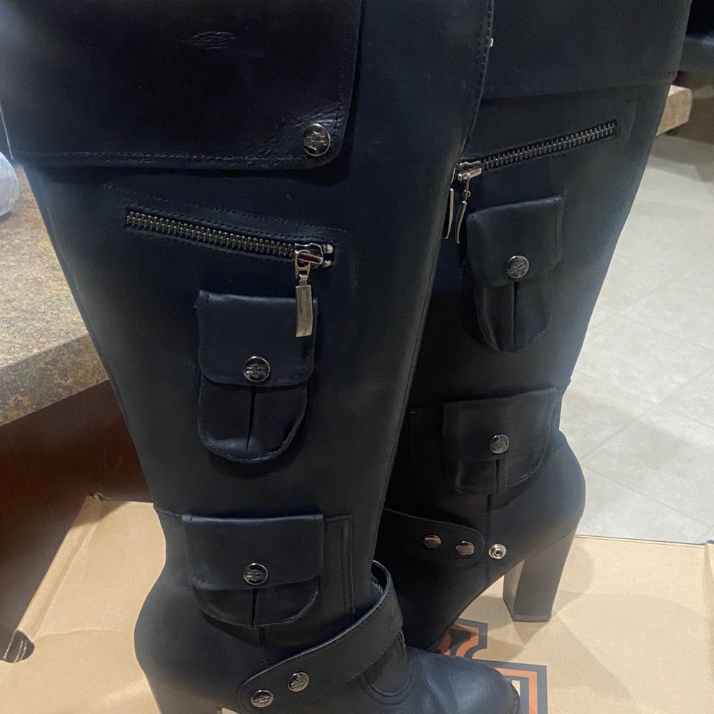 Harley-Davidson Black Leather Riding Boots - Picture 3 of 9